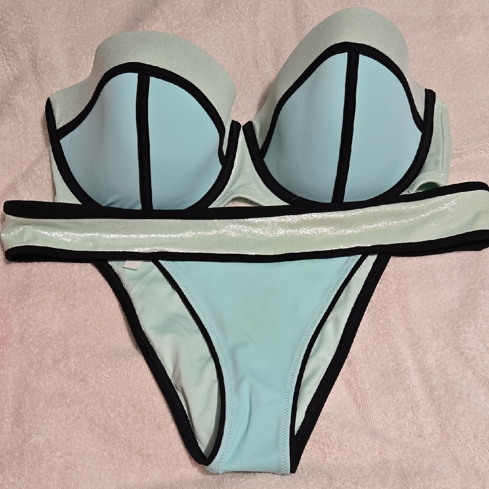 Victoria's Secret Light Blue Bikini with Black Trim